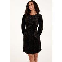 Blue Vanilla Women's Velvet Belted Swing Dress in Black | Size: Small