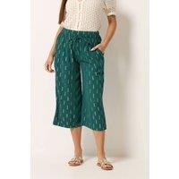 M&Co Women's Petite Foil Detail Cropped Trousers in Teal | Size: 12