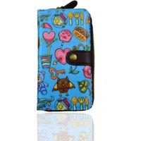 Fontanella Fashion Women's Fun Doodle Water-Resistant Canvas Pocket Wallet in Blue