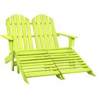 Berkfield Home 2-Seater Garden Adirondack Chair&Ottoman Fir Wood Green