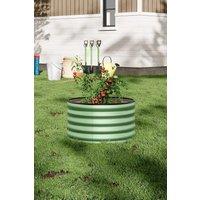 Garden Sanctuary Green Metal Round Flower & Plant Raised Garden Bed in Light Green