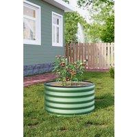 H&O Direct Light Green Round Galvanized Steel Plant Raised Garden Bed