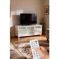 Living and Home TV Stand with RGB LED Ligh in White