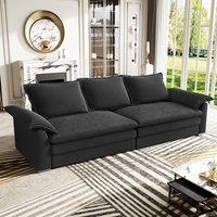Dprodo 265CM Chenille Sofa Sleeper Deep Seat Couch in Black