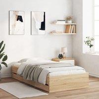 Berkfield Home Bed Frame with Drawers without Mattress Sonoma Oak 90x190 cm Single in Brown
