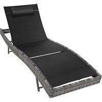 tectake Sun Lounger Moana in Grey | Size: 1 Seater