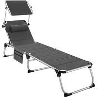 tectake Lorella aluminum sun lounger, upholstered, foldable in Grey | Size: 1 Seater