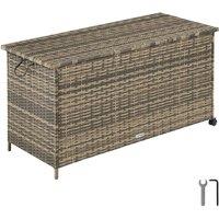 tectake Storage Box Kuusamo, Rattan, with Aluminum Frame & Casters in Natural | Size: Large