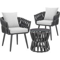 tectake Lugano Set In Rope Design, Aluminum Frame, Screw-On Legs in Dark Grey | Size: 2 Seater