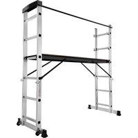 tectake Aluminum Multi-Purpose Ladder & Scaffolding in Silver