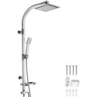 tectake Aluminum Rain Shower System With Handheld Showerhead & Soap Dish in Silver