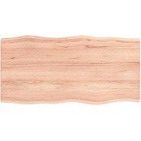 Berkfield Home Table Top Light Brown 80x40x2 cm Treated Solid Wood Oak Live Edge | Size: 80 x 40 x 2 cm