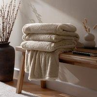 Furn Kallu Double-Sided Faux-Fur Throw in Natural | Size: 150 cm x 200 cm