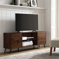 Centurion Supports PORTOBELLO Walnut 6-Shelf Storage up to 65 Flat Screen TV Cabinet