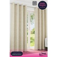 Enhanced Living 100% Blackout Chenille Thermal Eyelet Curtains for Living Room/Bedroom in Cream | Size: 168 cm width x 229 cm drop