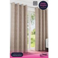 Enhanced Living 100% Blackout Chenille Thermal Eyelet Curtains for Living Room/Bedroom in Light Sand | Size: 229 cm width x 274 cm drop