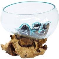 Serenityy Molten Glass on Wood - Open Large Bowl in Brown