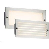 Netlighting White LED Recessed Brick Light Brushed Steel Fascia 230V IP54 5W in Grey