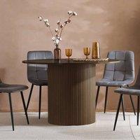 Birlea Axel Round Fluted Dining Table With 4 Chairs in Brown