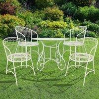 Dibor Vintage Ornate Cream 5 Piece Outdoor Alfresco Garden Furniture Dining Table & Chair Folding Bistro Set | Size: Large