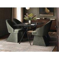 Solace+Co Emil Glass Dining Table with 4 Aiko Chairs Set in Khaki