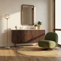 FurnitureboxUK Penrose Walnut & Cream Marble Effect 3 Door Large Sideboard