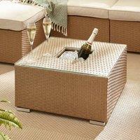 FurnitureboxUK Orlando Rattan Garden Coffee Table with Central Ice Bucket in Beige