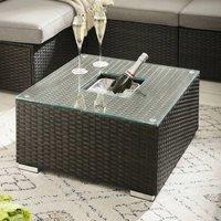 FurnitureboxUK Orlando Rattan Garden Coffee Table with Central Ice Bucket in Brown