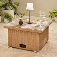 FurnitureboxUK Orlando Rattan Rising Garden Coffee Dining Table in Beige