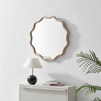 FurnitureboxUK Damaris Wood Medium 70x70cm Wavy Round Wall Mirror in Brown | Size: 70x70 cm