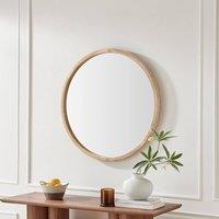 FurnitureboxUK Judith Oak Wood Medium 80x80cm Round Wall Mirror in Light Brown | Size: 80x80 cm