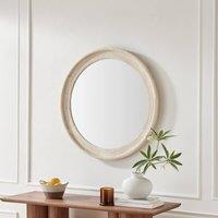 FurnitureboxUK Rebecca Oak Wood Medium 80x80cm Round Wall Mirror in White | Size: 80x80 cm