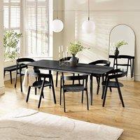 FurnitureboxUK Leif Black Wooden Rectangular Extending Table & 6 Black Dining Chairs