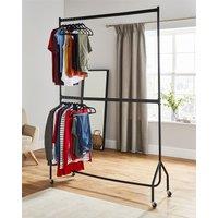 House of Home Clothes Rail Two Tier Heavy Duty Garment Hanging Rack In Black 5ft long x 7ft