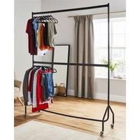 House of Home 6ft long x 7ft Two Tier Heavy Duty Clothes Rail Garment Hanging Rack In Black