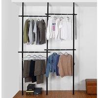 House of Home Telescopic Clothes Rail Double Wardrobe Hanging Rack Adjustable Storage Black