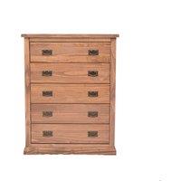 Cabinet Bits Tirolo 5 Drawer Chest of Drawers Bras Drop Handle in Brown