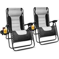 Alivio Set of 2 Padded Gravity Chairs with Cup & Mobile Holder (Black) in Black