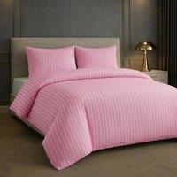 Grace Premium Embossed Stripes Duvet Cover Sets 2 Pack in Pink | Size: Double