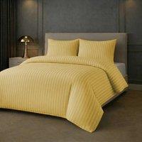 Grace Premium Embossed Stripes Duvet Cover Sets 2 Pack in Yellow | Size: Double