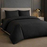 Grace Luxury Embossed Stripes 2 Pack Duvet Cover Set in Black | Size: Super King