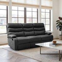 Kidsaw 3 Seater Manual Recliner Sofa BLACK PU Fabric