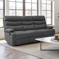 Kidsaw 3 Seater Manual Recliner Sofa DARK GREY PU Fabric