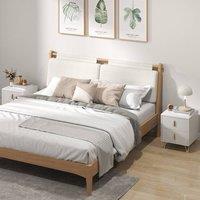 HOMCOM Modern Nightstand, Set of 2 Fluted Bedside Table for Bedroom, White