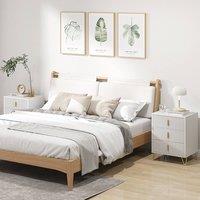 HOMCOM 3 Drawer Dresser Set of 2, Chest of Drawers Storage Cabinet, White