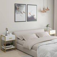 HOMCOM Modern Bedside Table Set of 2, Nightstands with Drawer Shelf White | Size: 2 Pack