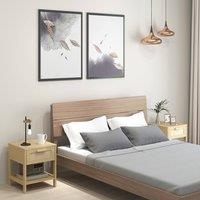 HOMCOM Bedside Table Set of 2 with Rattan Drawer & Storage Shelf, Natural | Size: 2 Pack