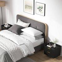 HOMCOM Bedside Table Set of 2 with 2 Drawers for Bedroom, Living Room, Black | Size: 2 Pack