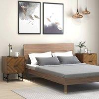 HOMCOM Bedside Table Set of 2, Side Tables with Metal Legs, Walnut | Size: 2 Pack