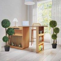 HOMCOM Artificial Plant Set of 2, Boxwood Ball Topiary Trees Indoor Outdoor in Dark Green
